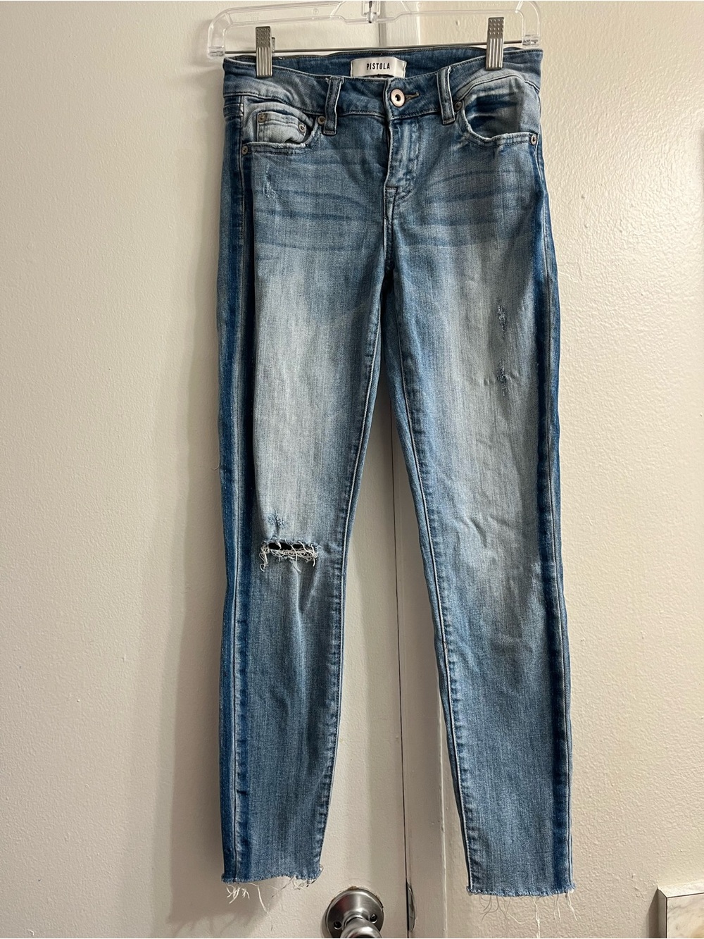 Pistola Light Blue Skinny Jeans with Distressed Knee